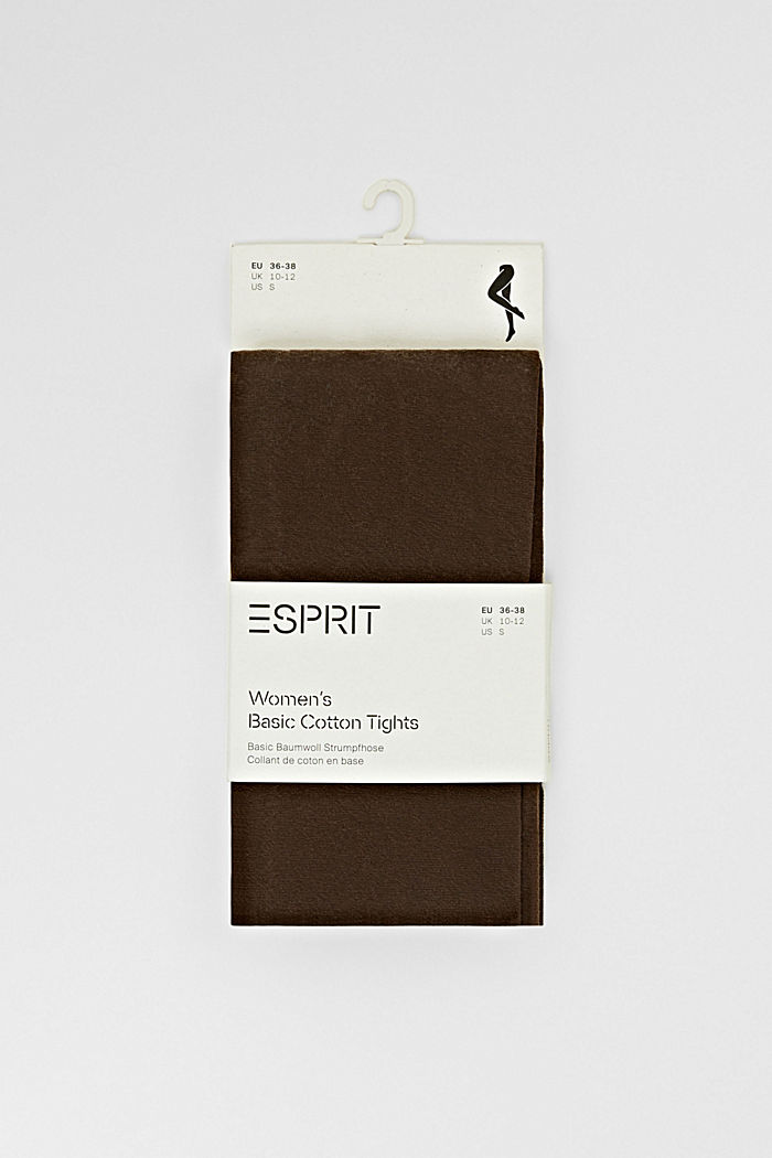 Opaque cotton blend tights, DARK BROWN, overview