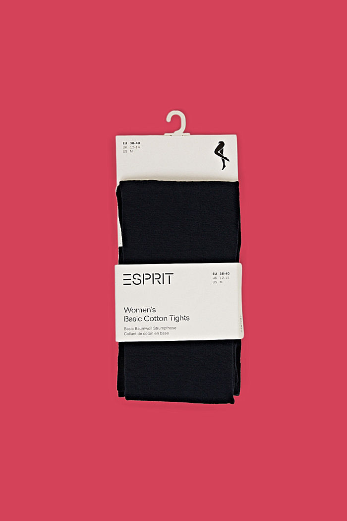 Opaque cotton blend tights, MARINE, detail image number 0