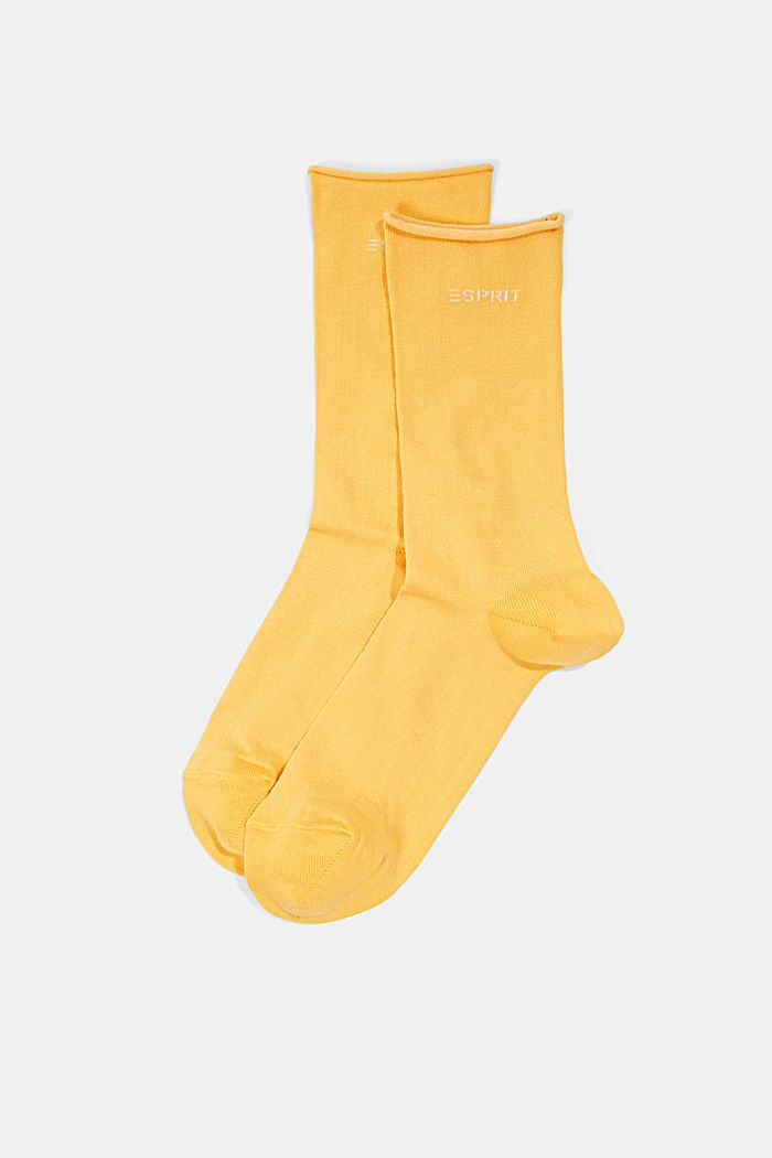 Blended cotton socks with rolled cuffs, SUNFLOWER, overview