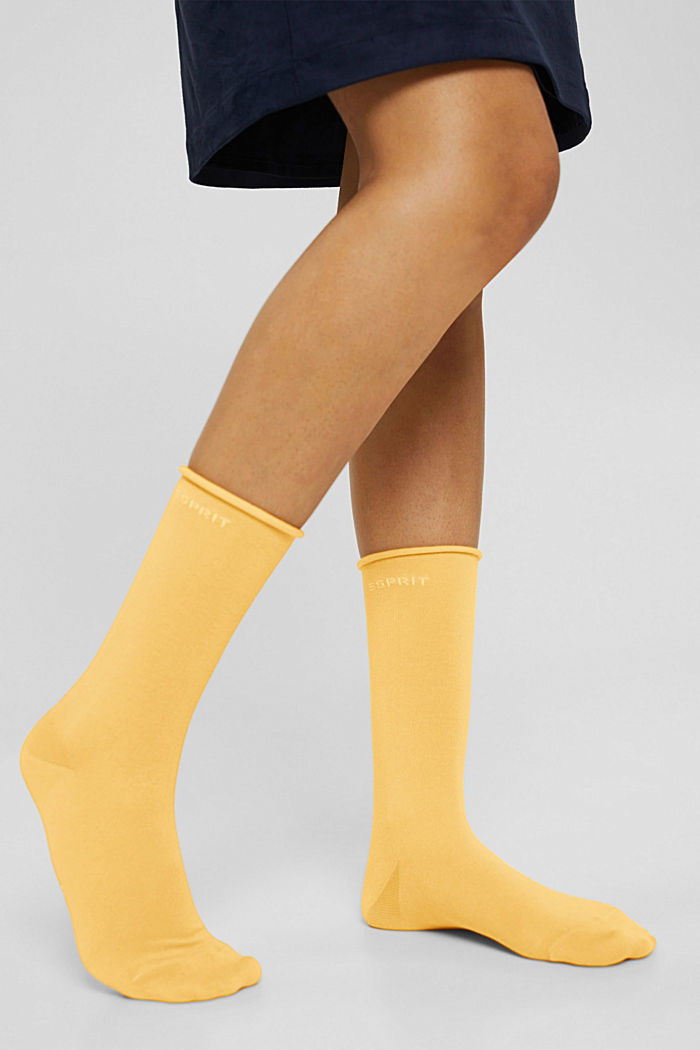 Blended cotton socks with rolled cuffs, SUNFLOWER, detail image number 2