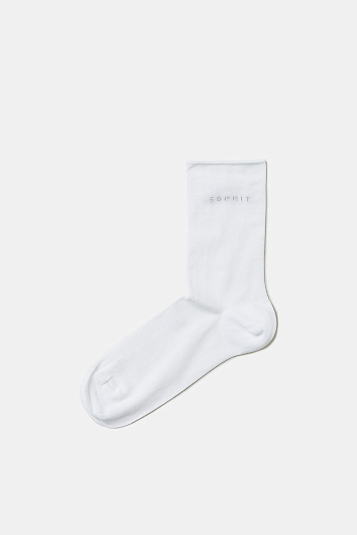 Ponožky se srolovanými náplety, ze směsi s bavlnou, WHITE, overview