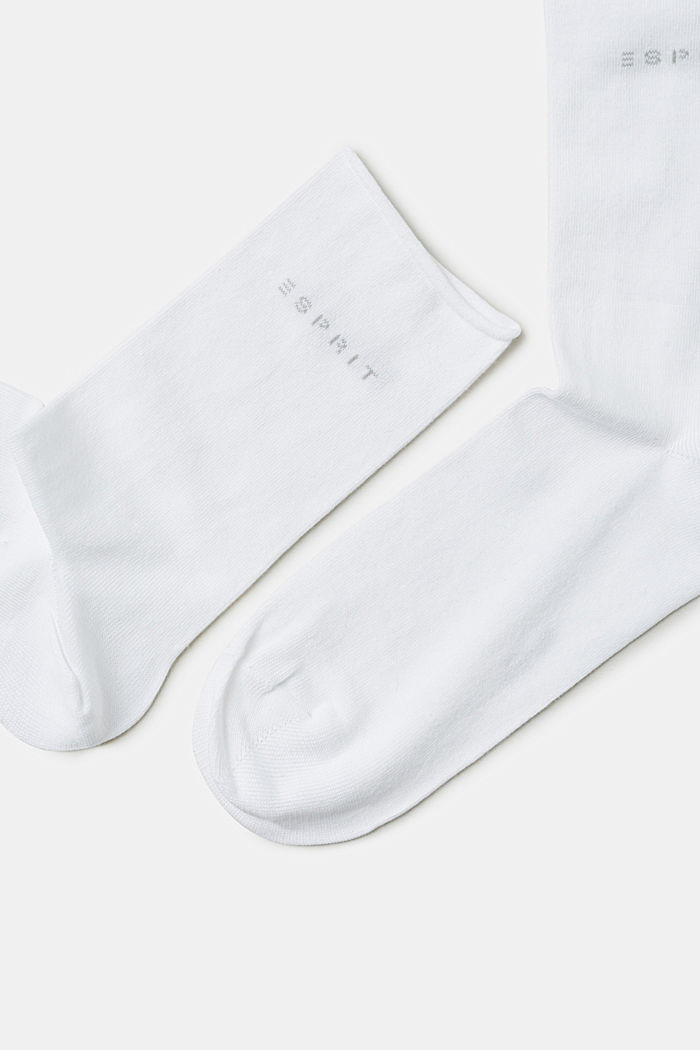 Ponožky se srolovanými náplety, ze směsi s bavlnou, WHITE, detail image number 1