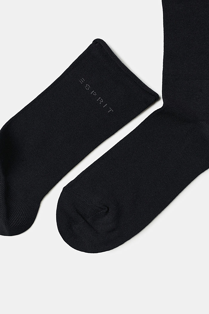 Sokker med rullekant af bomuldsblanding, BLACK, detail image number 1
