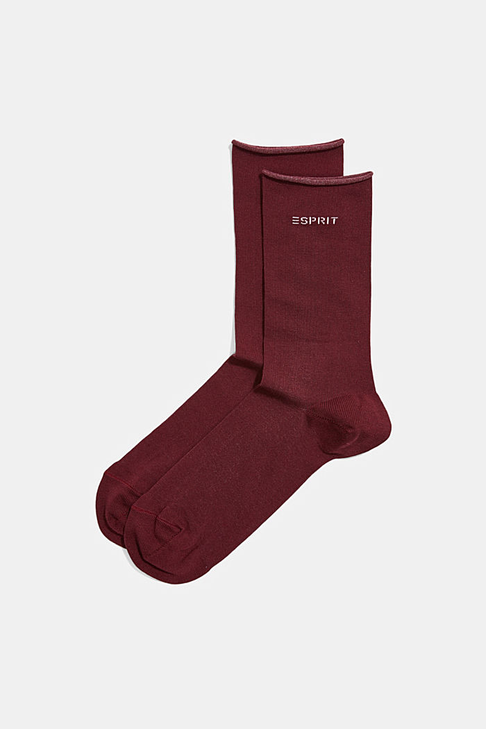 Ponožky se srolovanými náplety, ze směsi s bavlnou, SHADOW RED, overview