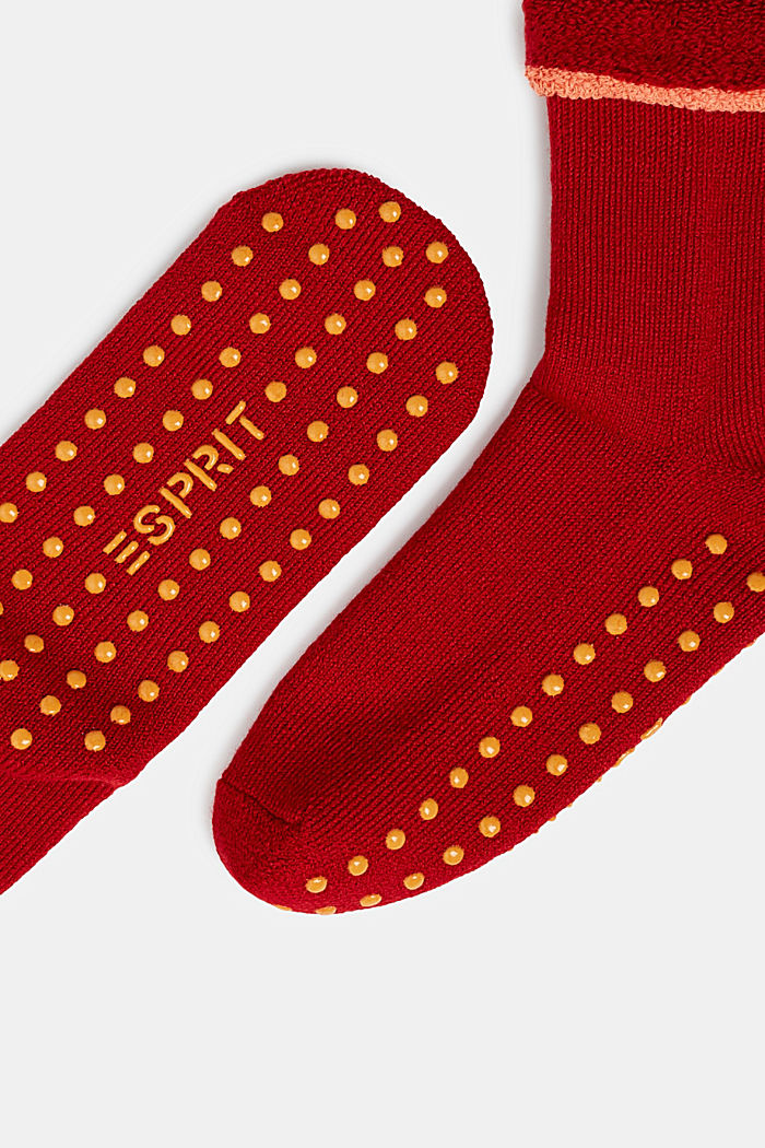 Med ren ny uld: bløde, skridsikre sokker, RED, detail image number 1