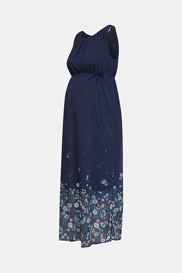 Maxi-jurk van chiffon, NIGHT BLUE, detail image number 0