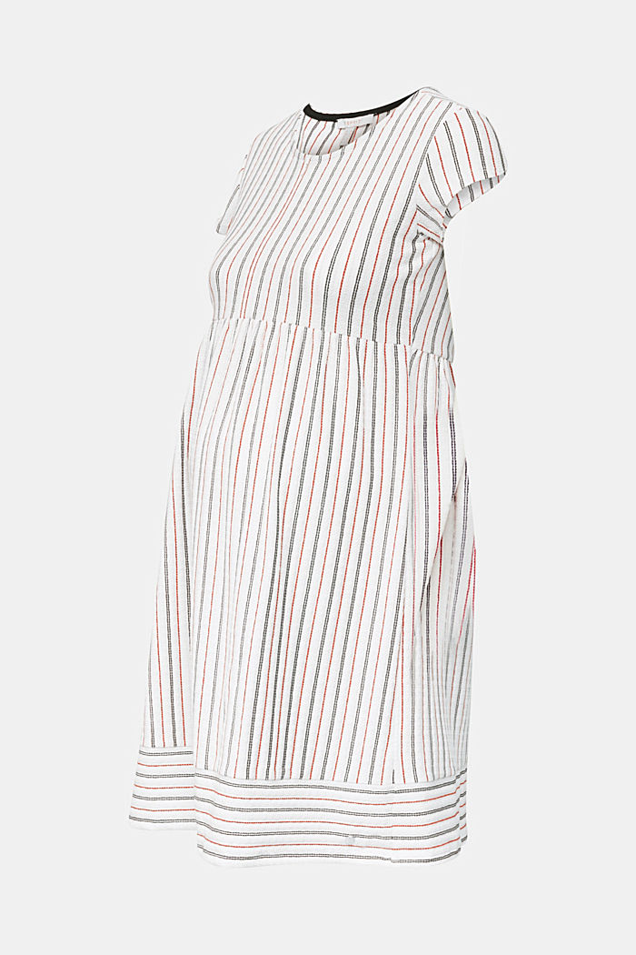 Still-Kleid mit Struktur-Streifen, OFF WHITE, overview
