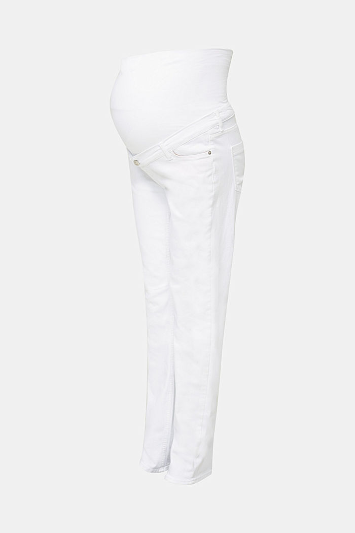Basic jeans met band over de buik, WHITE, detail image number 0