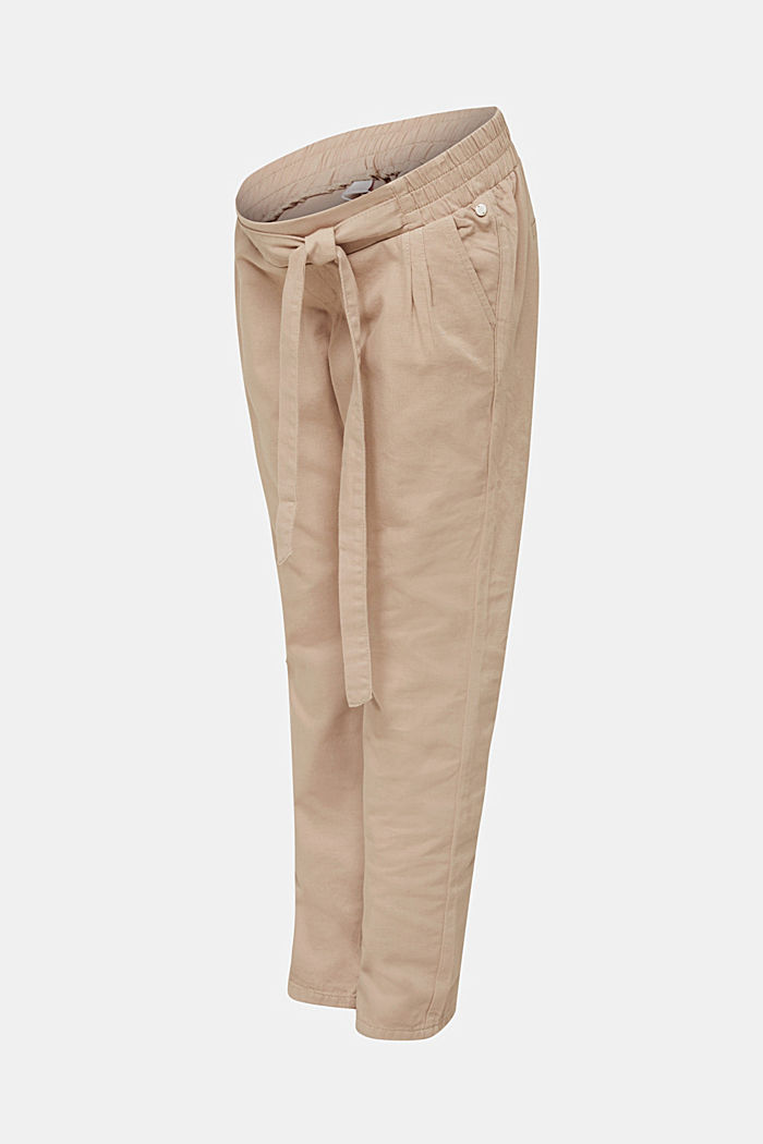 Con lino: pantaloni con fascia premaman, BEIGE, detail image number 0