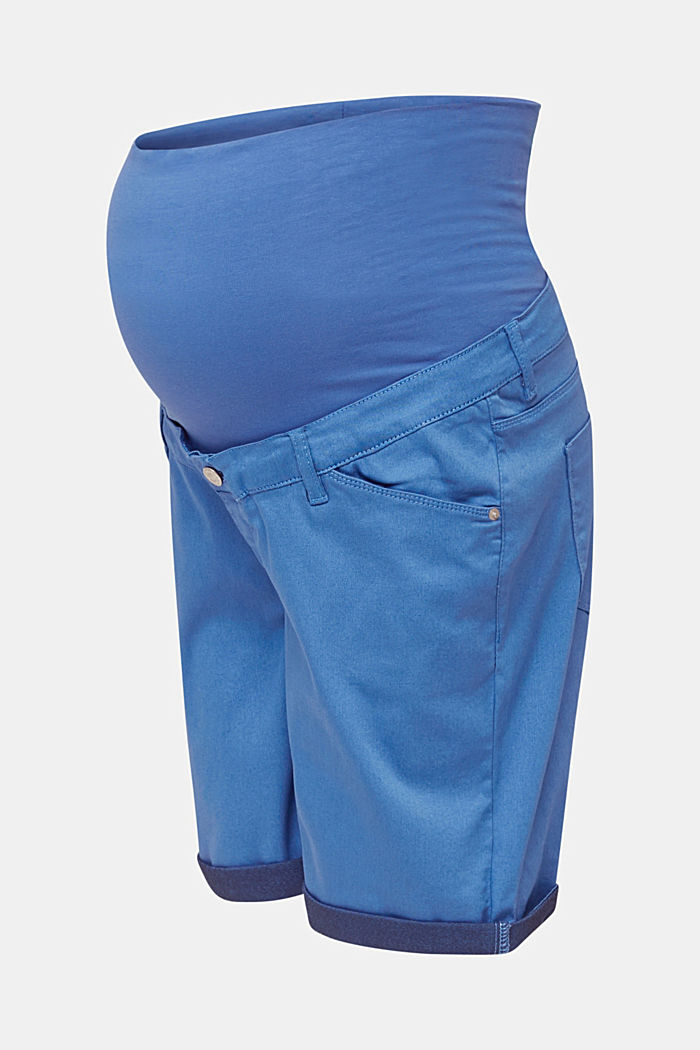 Pantaloncini stretch con fascia premaman, GREY BLUE, detail image number 0