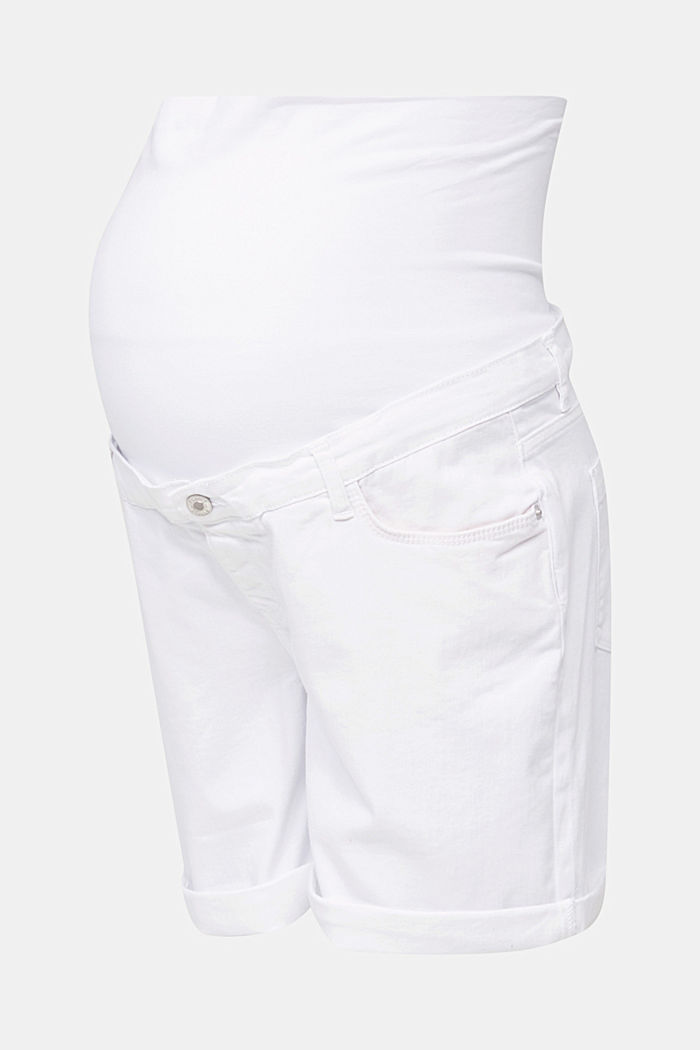 Denim-Shorts mit Überbauchbund, WHITE, detail image number 0