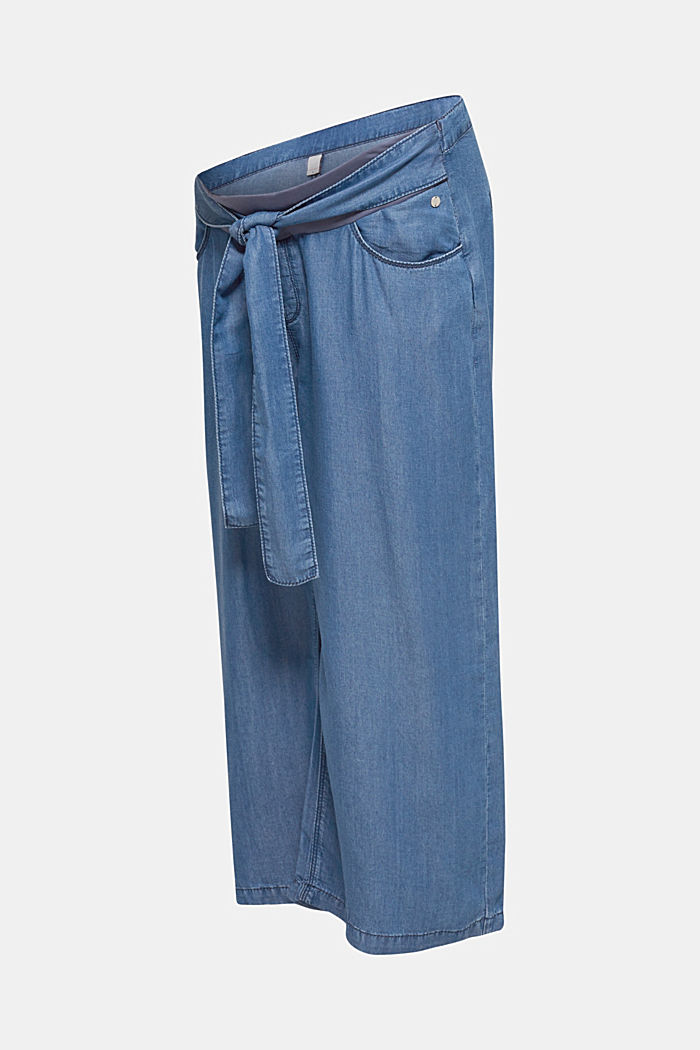 Lyocell culottes with an under-bump waistband, BLUE MEDIUM WASHED, overview