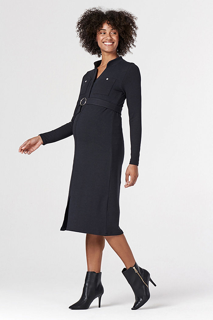 Jersey-Kleid mit Bio-Baumwolle und Stillfunktion, GUNMETAL, detail image number 0