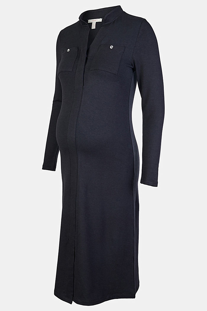 Jersey-Kleid mit Bio-Baumwolle und Stillfunktion, GUNMETAL, overview