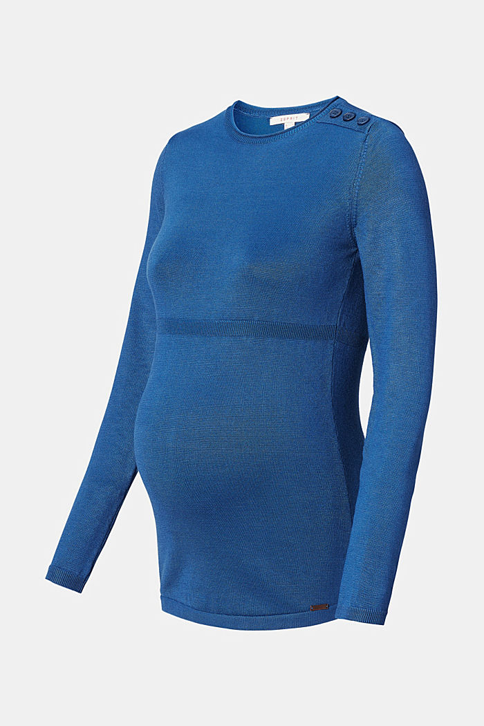 Feiner Strick-Pullover mit Zier-Knöpfen, CINDER BLUE, detail image number 4
