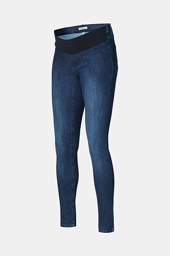 Stretch jeggings with an under-bump waistband, BLUE DARK WASHED, detail image number 5