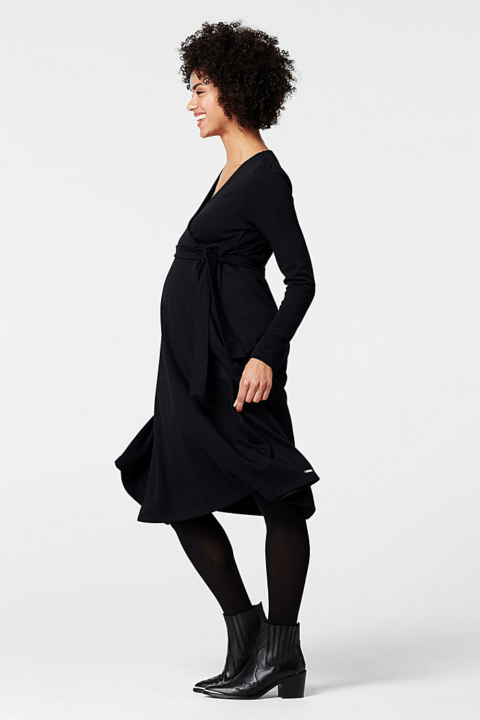 Punto jersey dress with a nursing function, GUNMETAL, overview