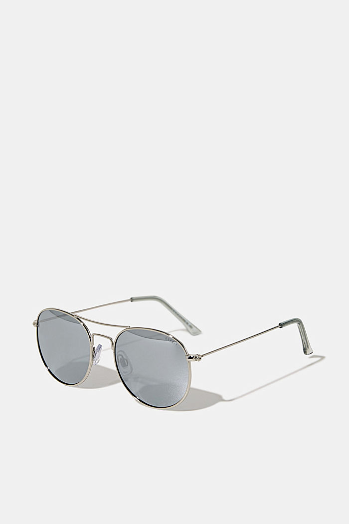 Round sunglasses with a metal frame, SILVER, detail image number 0