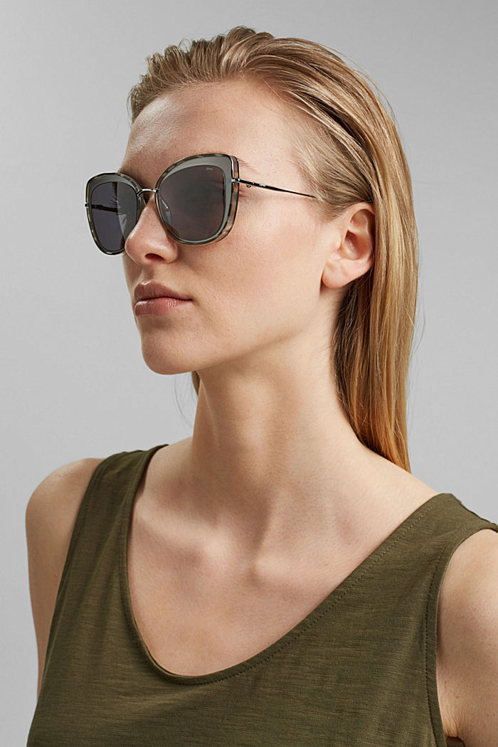 Cat-eye sunglasses with metal frames, GREY, detail image number 2