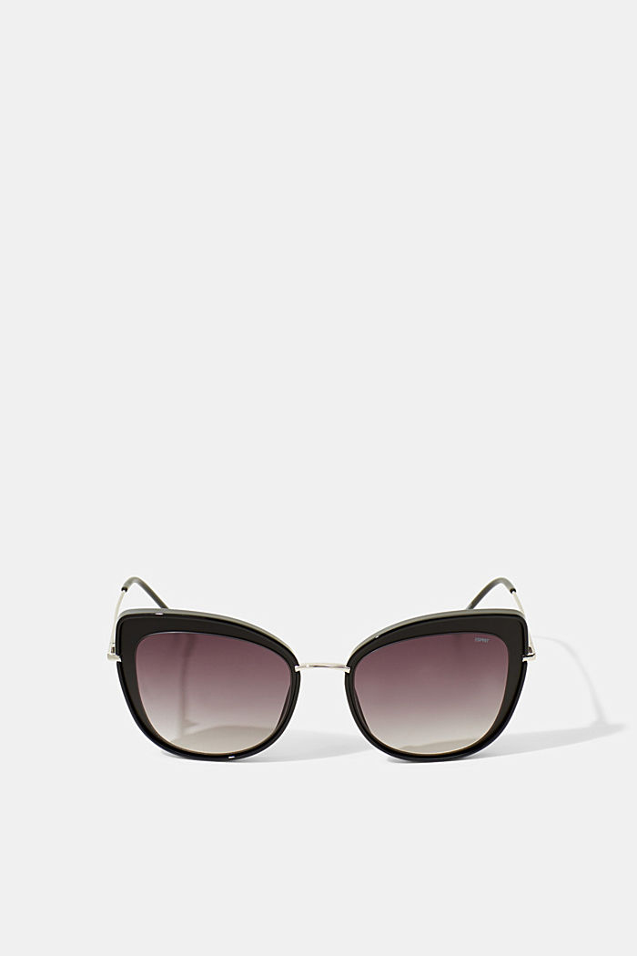 Cat-eye sunglasses with metal frames, BLACK, detail image number 3