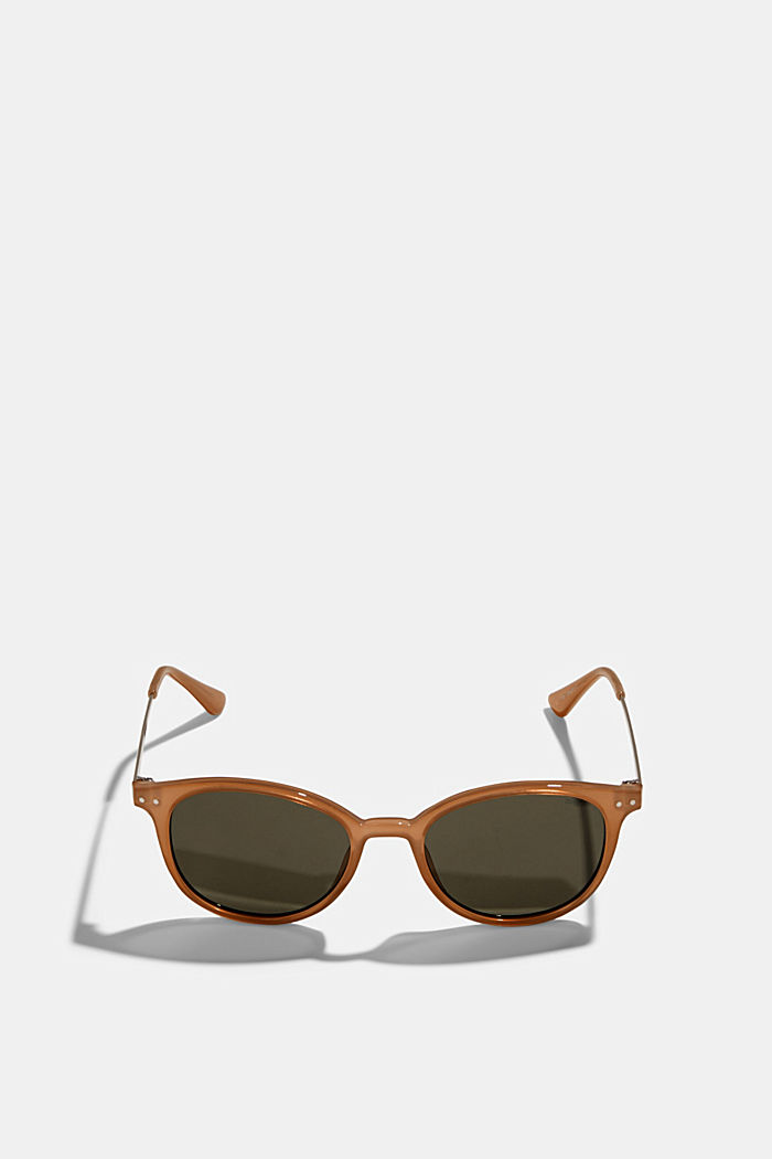 Okrągłe okulary przeciwsłoneczne z metalowymi zausznikami, BEIGE, detail image number 0