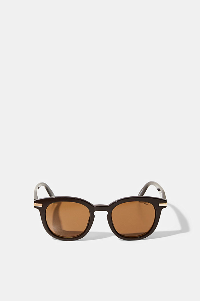 Round sunglasses with wide frames, BROWN, detail image number 0