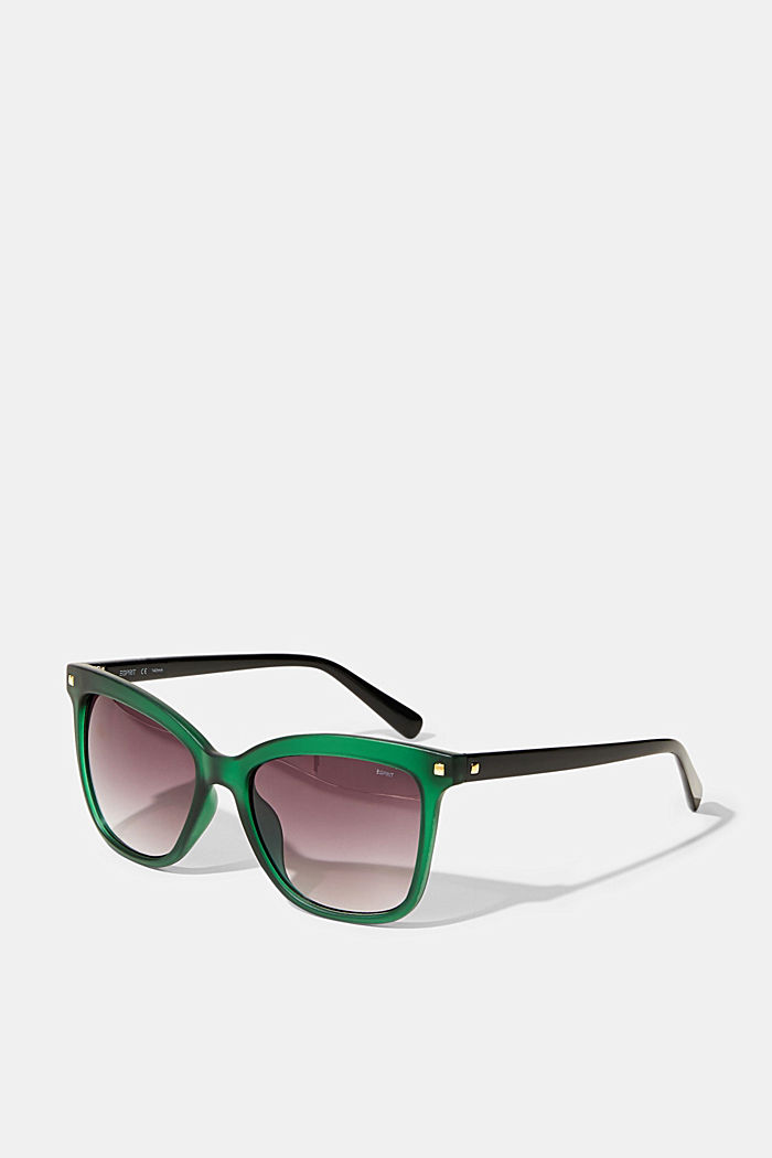 Square sunglasses with stud details, GREEN, overview