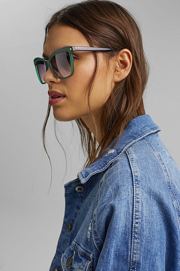 Square sunglasses with stud details, GREEN, detail image number 2