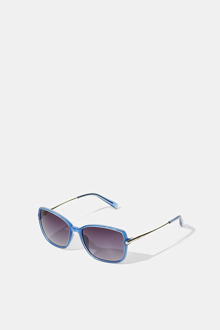 Hranaté sluneční brýle ze směsi materiálů, BLUE, detail image number 0