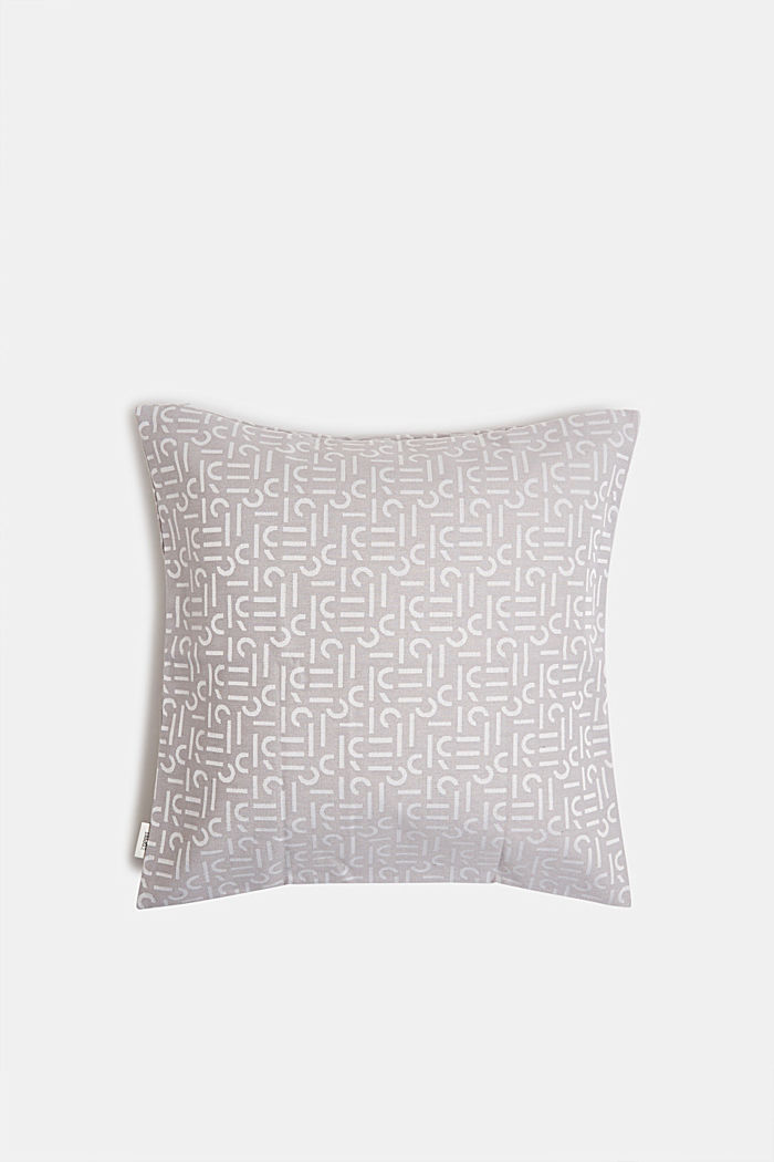 Cushion cover with a woven pattern, GREY, overview