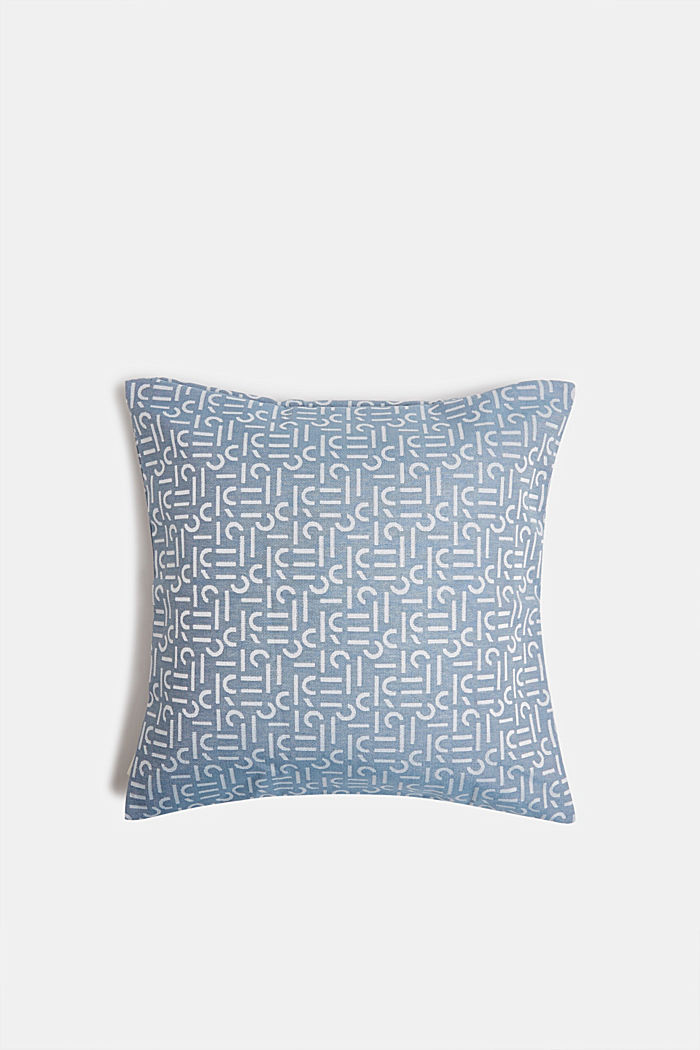 Cushion cover with a woven pattern, AQUA, overview