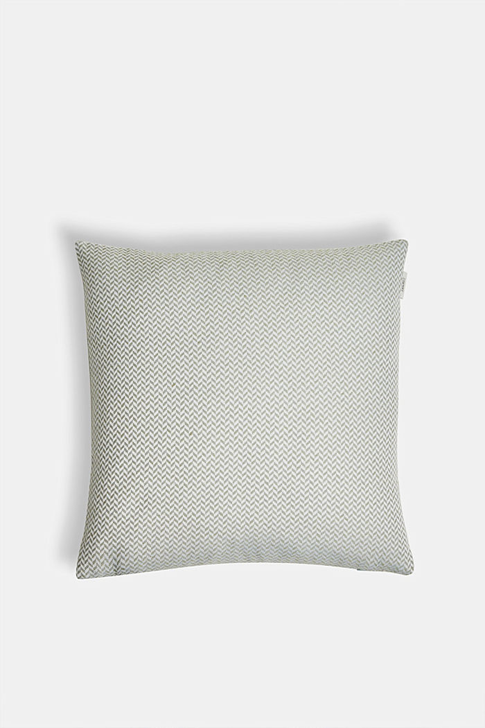 Cushion cover with a herringbone texture, GREEN, overview
