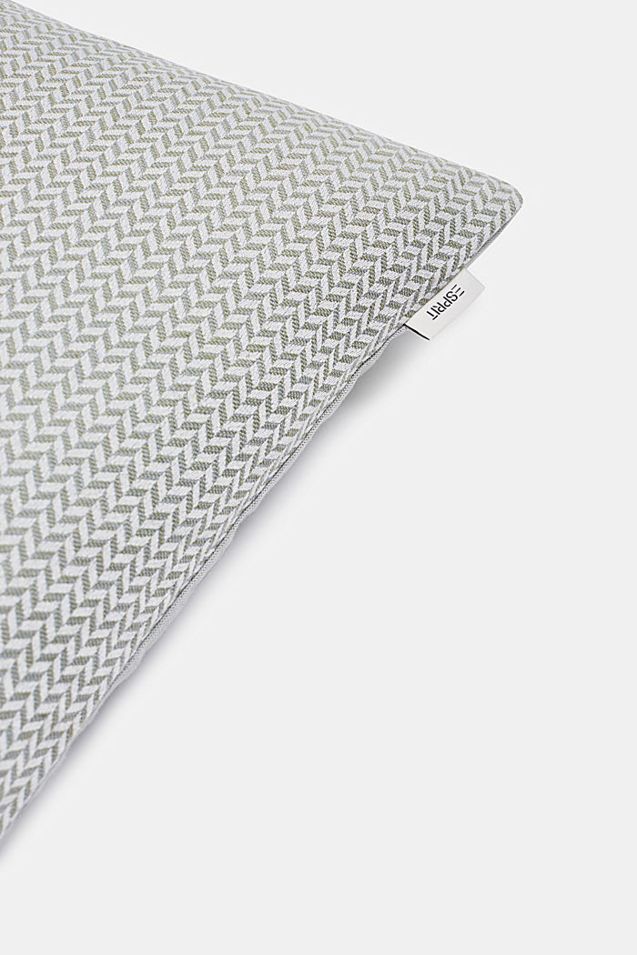 Cushion cover with a herringbone texture, GREEN, detail image number 1