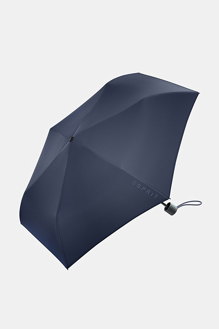 Pocket umbrella in navy blue with logo print, SAILOR BLUE, detail-asia image number 0