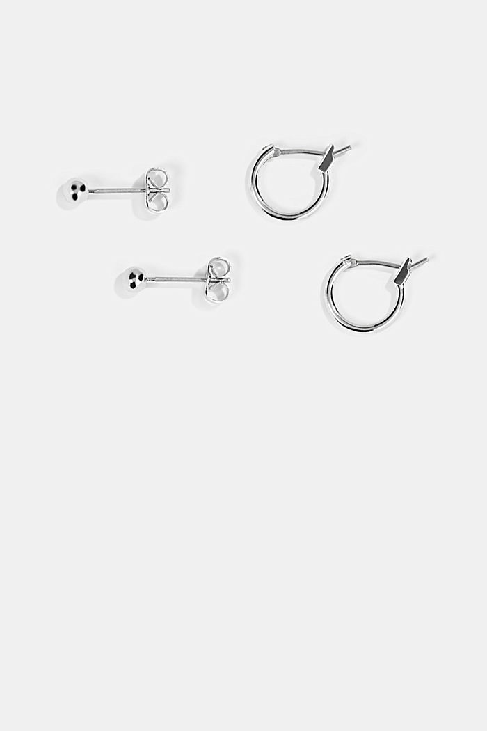 Twee sets metalen oorstekers, SILVER, detail image number 0