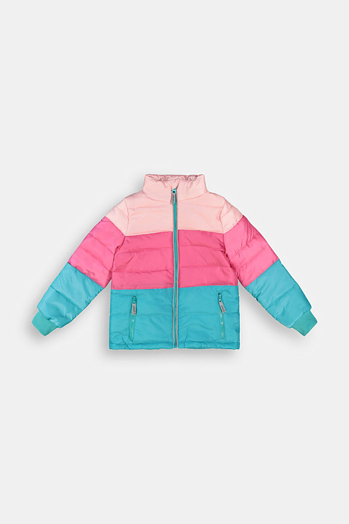 Colour block quilted jacket with fleece lining