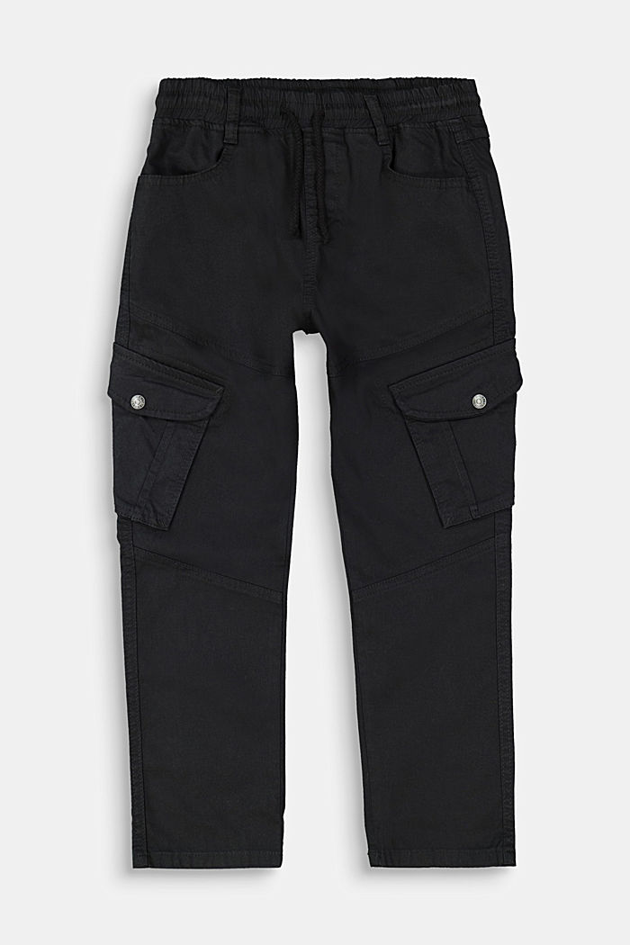 Pantalon cargo en coton stretch, BLACK, detail image number 0