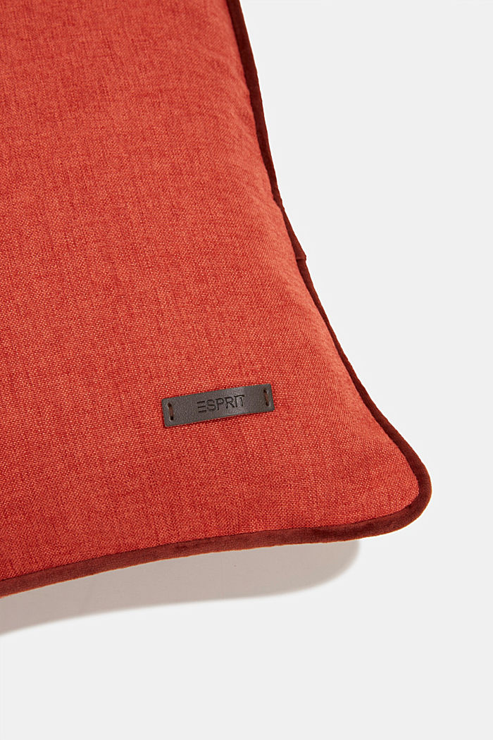 Cushion cover with velvet piping, RUST, detail image number 1