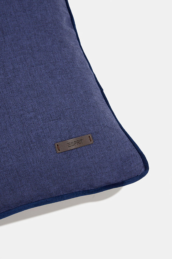 Cushion cover with velvet piping, NAVY, detail image number 1