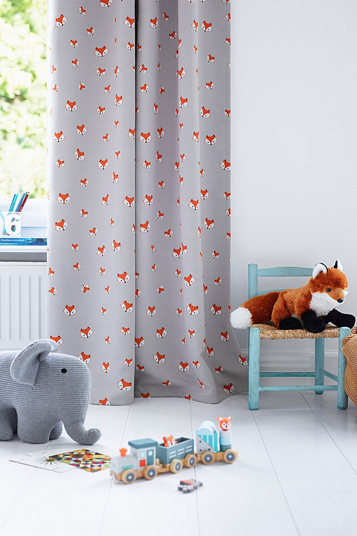 Blackout curtain with fox motifs, MULTICOLOUR, overview