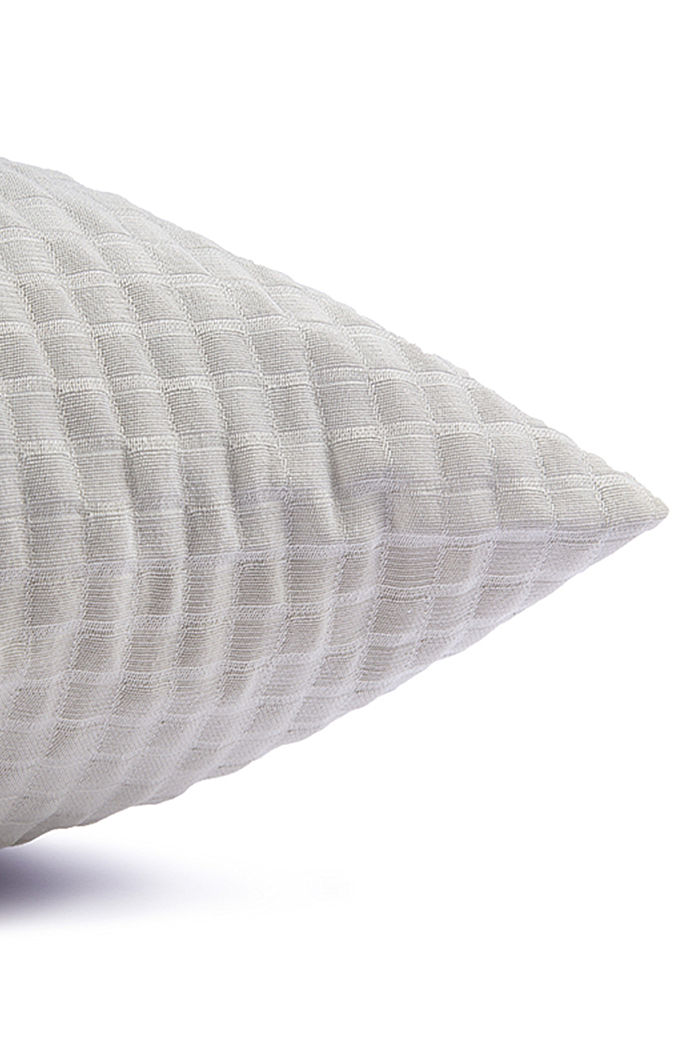 Recycled: Cushion cover with a 3D check pattern, LIGHT GREY, detail image number 4