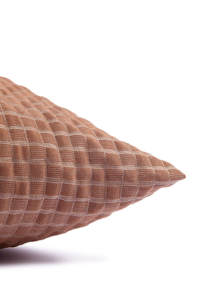 Recycled: Cushion cover with a 3D check pattern, BRONZE, detail image number 3