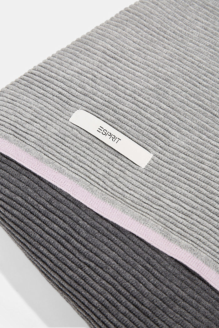 Textured knit plaid, 100% cotton, GREY, detail image number 1