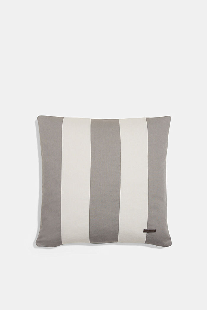 Striped cushion cover made of 100% cotton, DARK GREY, overview