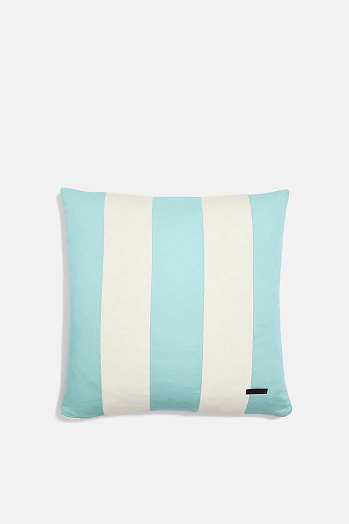 Striped cushion cover made of 100% cotton, AQUA, overview