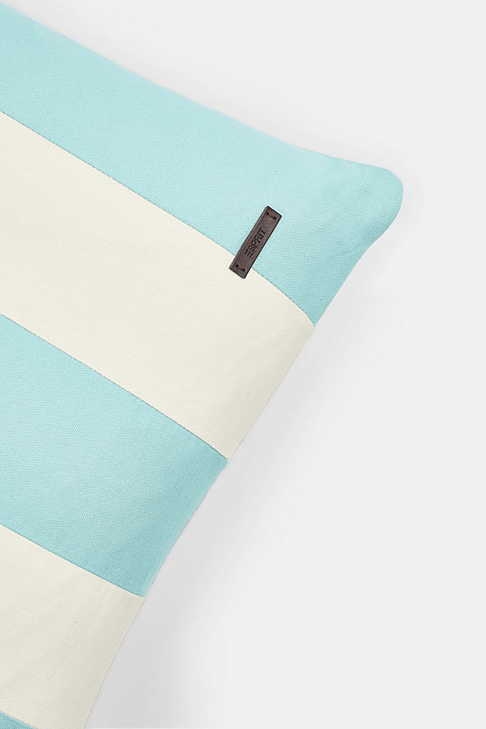 Striped cushion cover made of 100% cotton, AQUA, detail image number 1