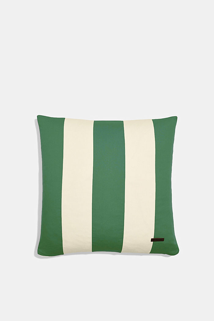 Striped cushion cover made of 100% cotton, GREEN, overview