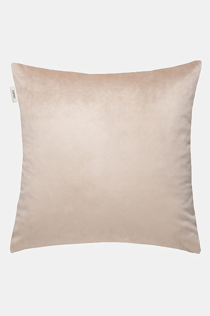 Velvet cushion cover with embroidery, BEIGE, detail image number 1