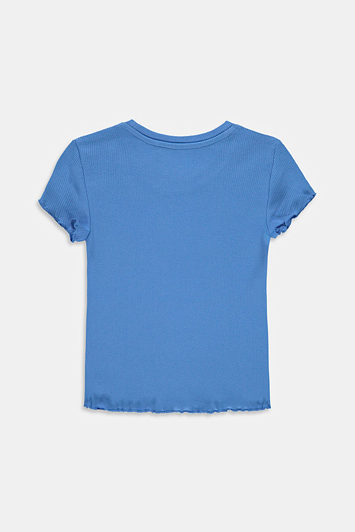 Prążkowana koszulka z falbankowym brzegiem, 100% bawełny, LIGHT BLUE, detail image number 1