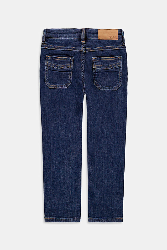 Jeans med påsydda fickor, reglerbar linning